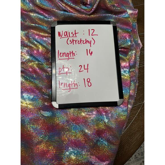 EUC Queen of Sparkles Teal Rainbow Sequin Bubble Top + Skort SET Sz Medium - Picture 12 of 12